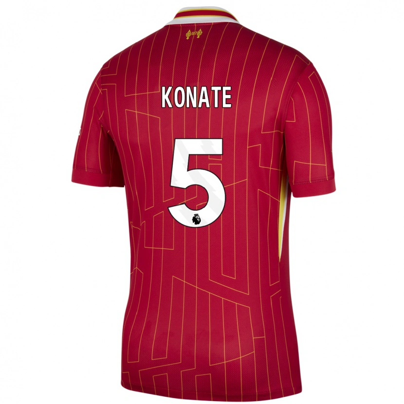 Danxen Niño Camiseta Ibrahima Konaté #5 Rojo Amarillo Blanco 1ª Equipación 2024/25 La Camisa