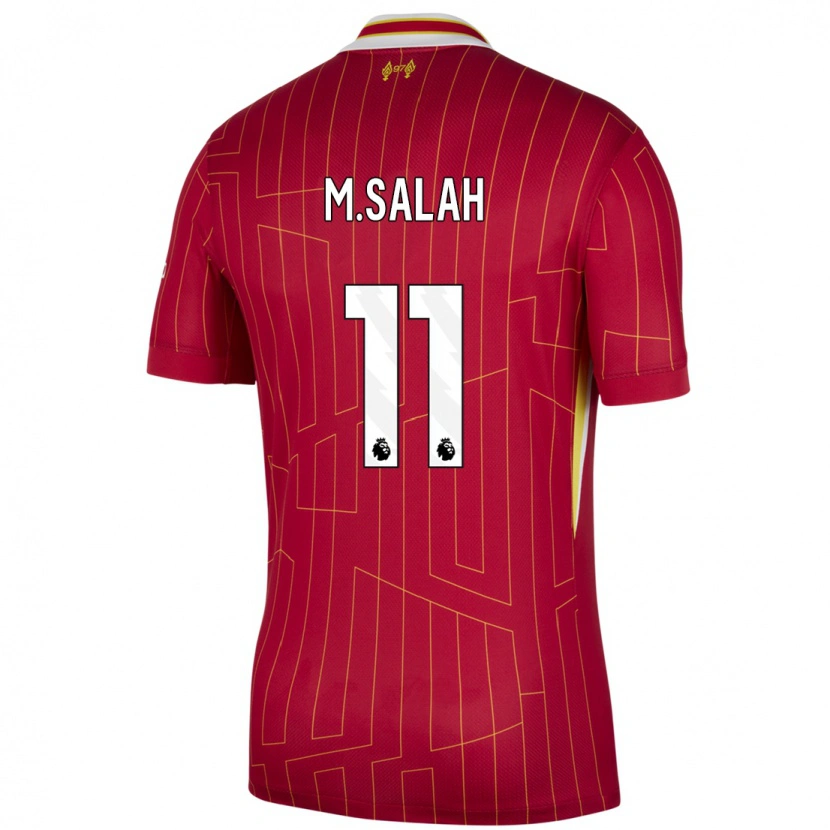 Danxen Niño Camiseta Mohamed Salah #11 Rojo Amarillo Blanco 1ª Equipación 2024/25 La Camisa