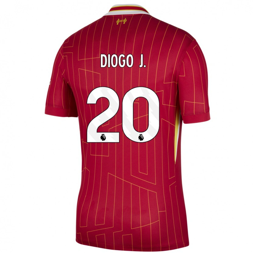 Danxen Niño Camiseta Diogo Jota #20 Rojo Amarillo Blanco 1ª Equipación 2024/25 La Camisa