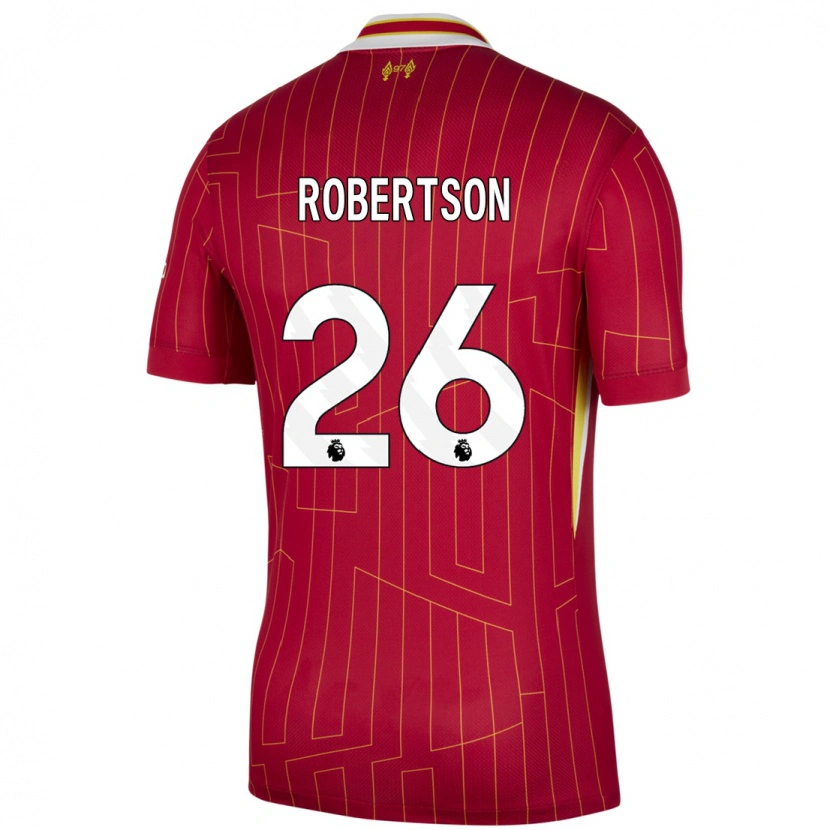 Danxen Niño Camiseta Andrew Robertson #26 Rojo Amarillo Blanco 1ª Equipación 2024/25 La Camisa