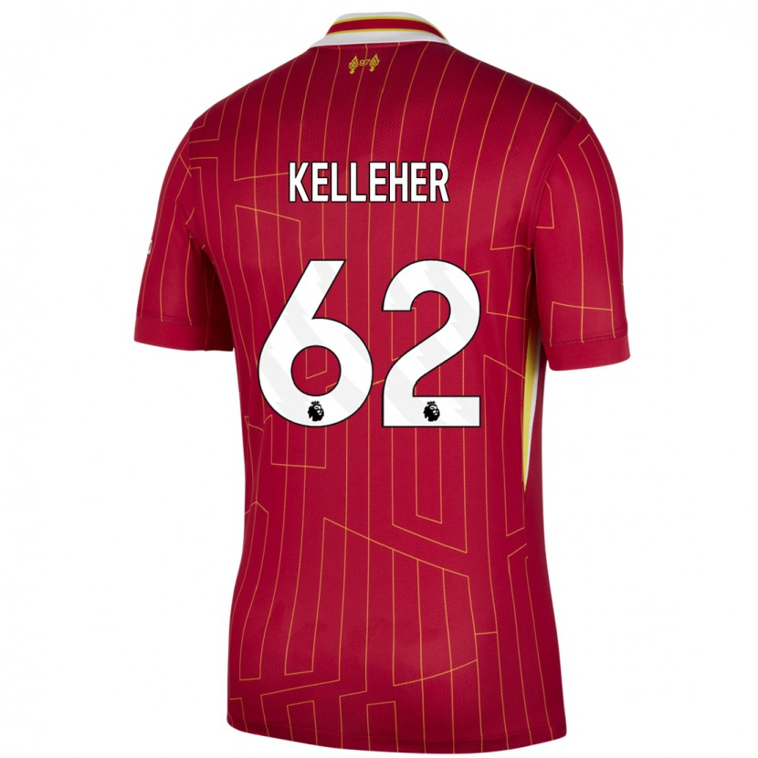 Danxen Niño Camiseta Caoimhín Kelleher #62 Rojo Amarillo Blanco 1ª Equipación 2024/25 La Camisa