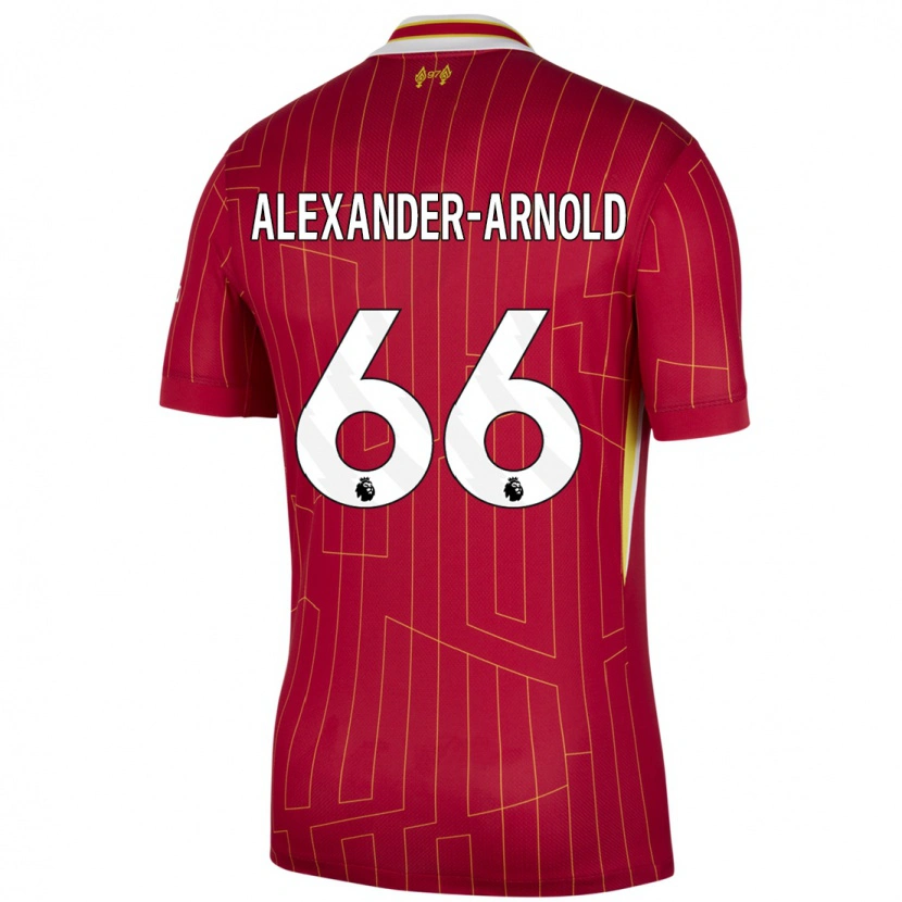 Danxen Niño Camiseta Trent Alexander-Arnold #66 Rojo Amarillo Blanco 1ª Equipación 2024/25 La Camisa