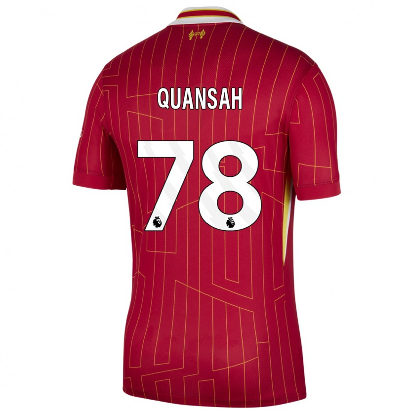 Danxen Niño Camiseta Jarell Quansah #78 Rojo Amarillo Blanco 1ª Equipación 2024/25 La Camisa