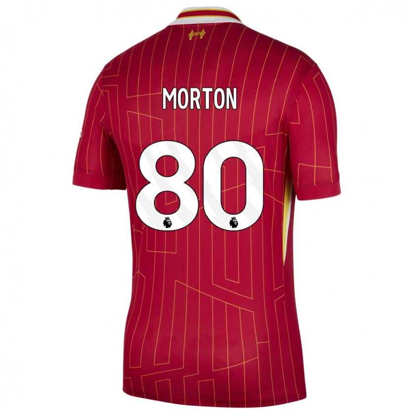 Danxen Niño Camiseta Tyler Morton #80 Rojo Amarillo Blanco 1ª Equipación 2024/25 La Camisa