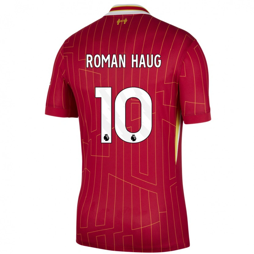 Danxen Niño Camiseta Sophie Román Haug #10 Rojo Amarillo Blanco 1ª Equipación 2024/25 La Camisa