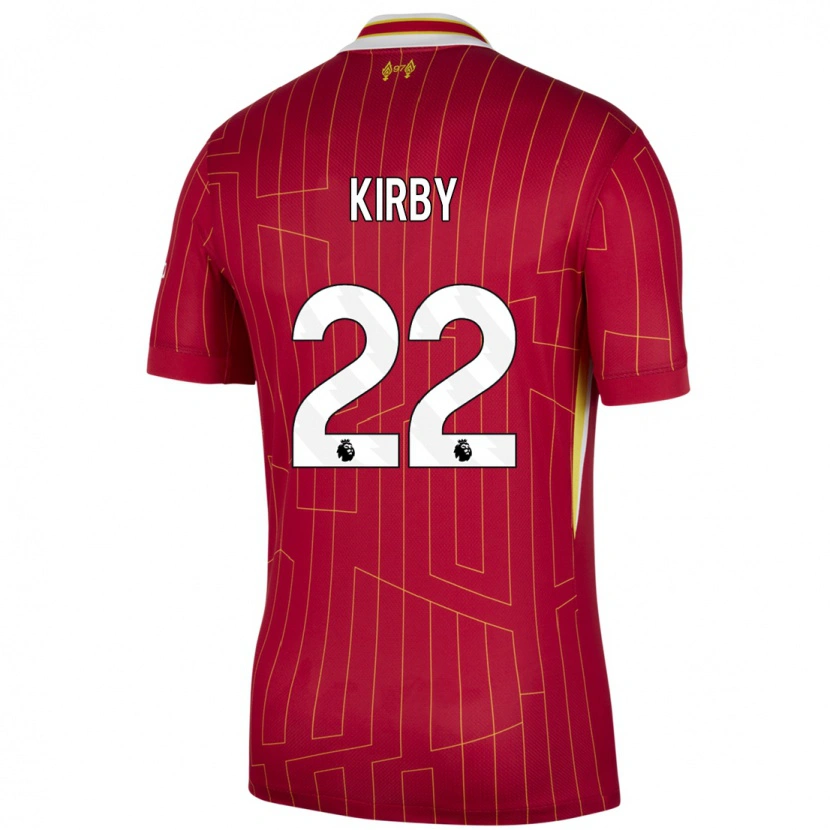 Danxen Niño Camiseta Faye Kirby #22 Rojo Amarillo Blanco 1ª Equipación 2024/25 La Camisa