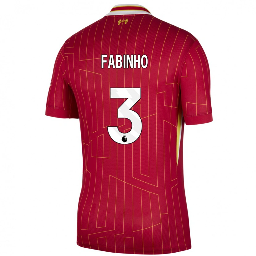 Danxen Niño Camiseta Fabinho #3 Rojo Amarillo Blanco 1ª Equipación 2024/25 La Camisa