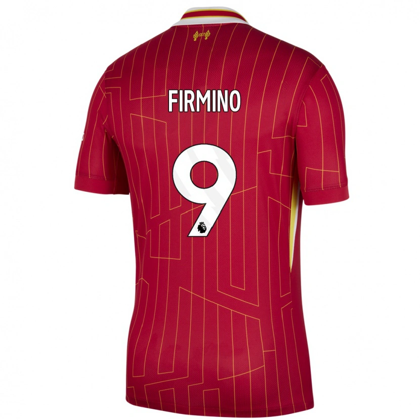 Danxen Niño Camiseta Roberto Firmino #9 Rojo Amarillo Blanco 1ª Equipación 2024/25 La Camisa