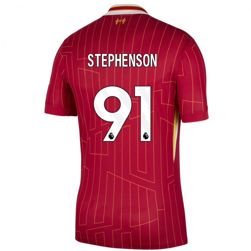 Danxen Niño Camiseta Luca Stephenson #91 Rojo Amarillo Blanco 1ª Equipación 2024/25 La Camisa