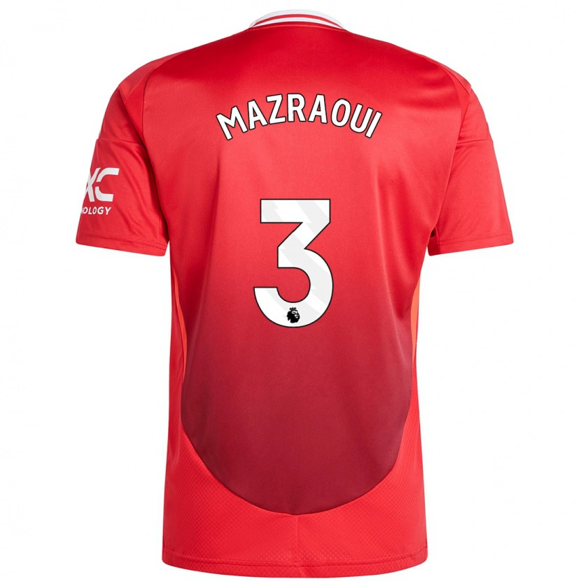 Danxen Niño Camiseta Noussair Mazraoui #3 Rojo Brillante 1ª Equipación 2024/25 La Camisa