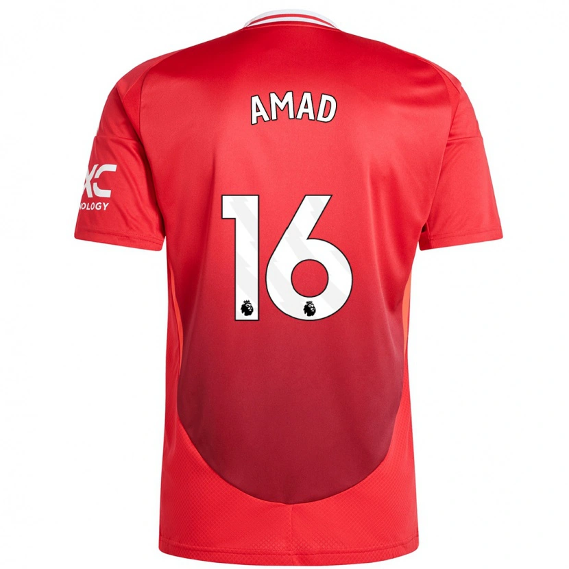 Danxen Niño Camiseta Amad Diallo #16 Rojo Brillante 1ª Equipación 2024/25 La Camisa