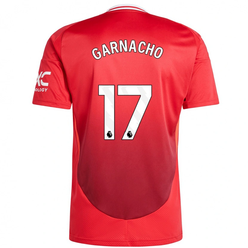 Danxen Niño Camiseta Alejandro Garnacho #17 Rojo Brillante 1ª Equipación 2024/25 La Camisa