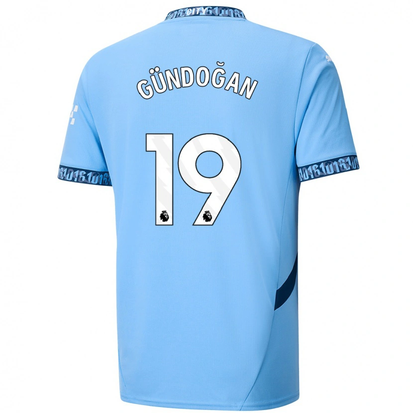 Danxen Niño Camiseta İlkay Gündoğan #19 Azul Marino 1ª Equipación 2024/25 La Camisa