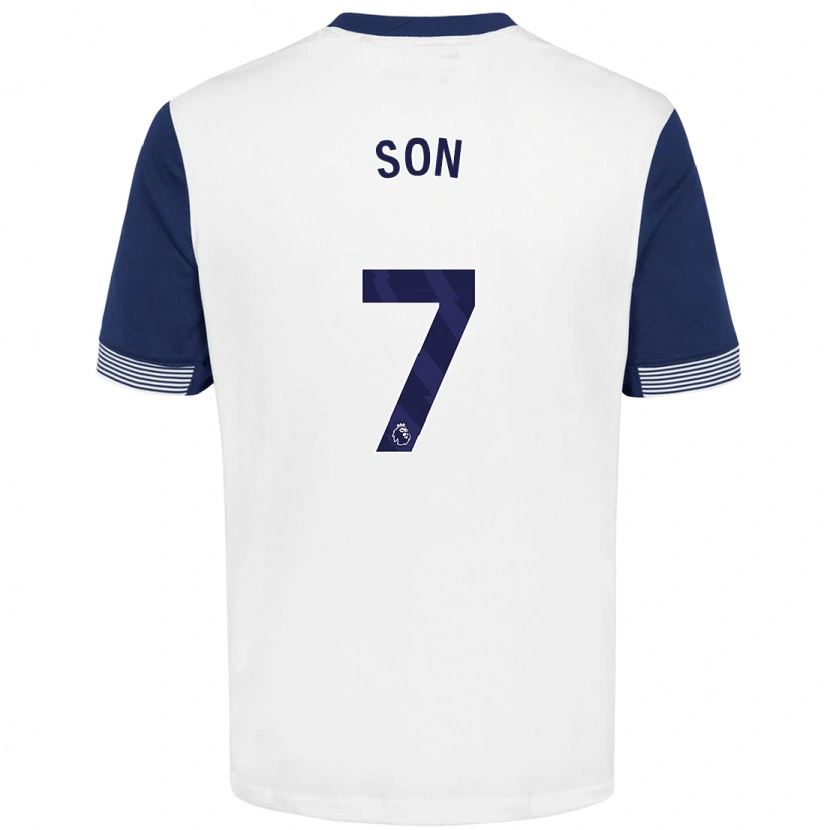 Danxen Niño Camiseta Heung-Min Son #7 Blanco Azul 1ª Equipación 2024/25 La Camisa