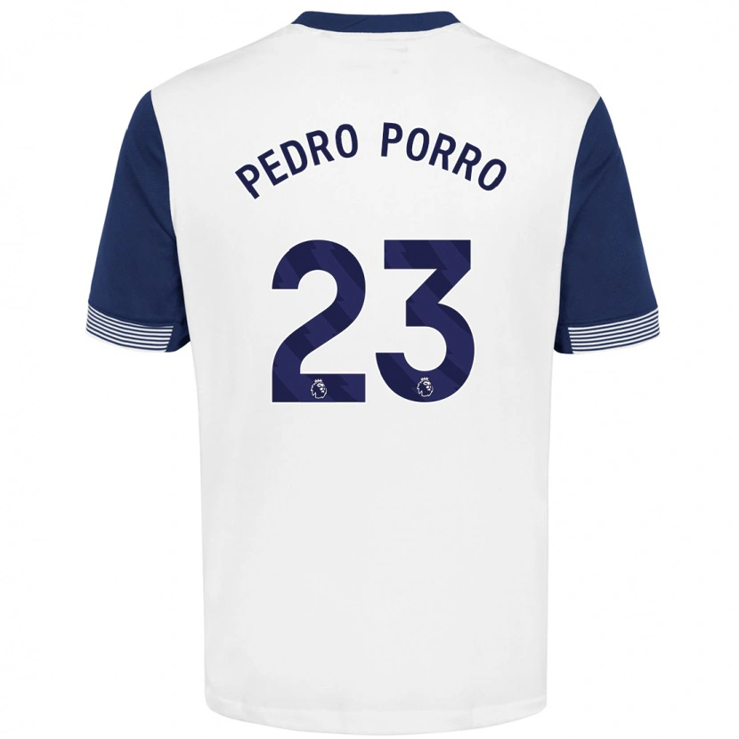 Danxen Niño Camiseta Pedro Porro #23 Blanco Azul 1ª Equipación 2024/25 La Camisa