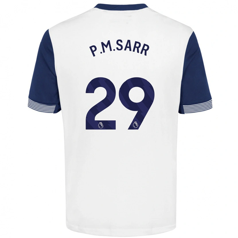 Danxen Niño Camiseta Pape Matar Sarr #29 Blanco Azul 1ª Equipación 2024/25 La Camisa