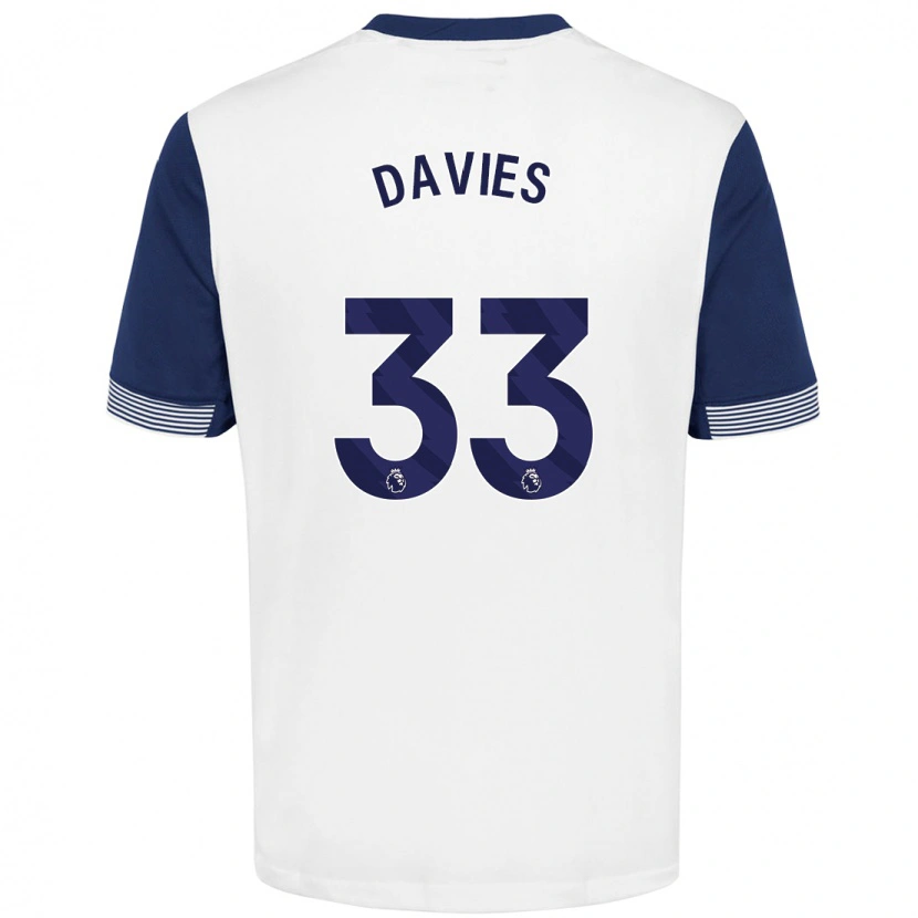 Danxen Niño Camiseta Ben Davies #33 Blanco Azul 1ª Equipación 2024/25 La Camisa