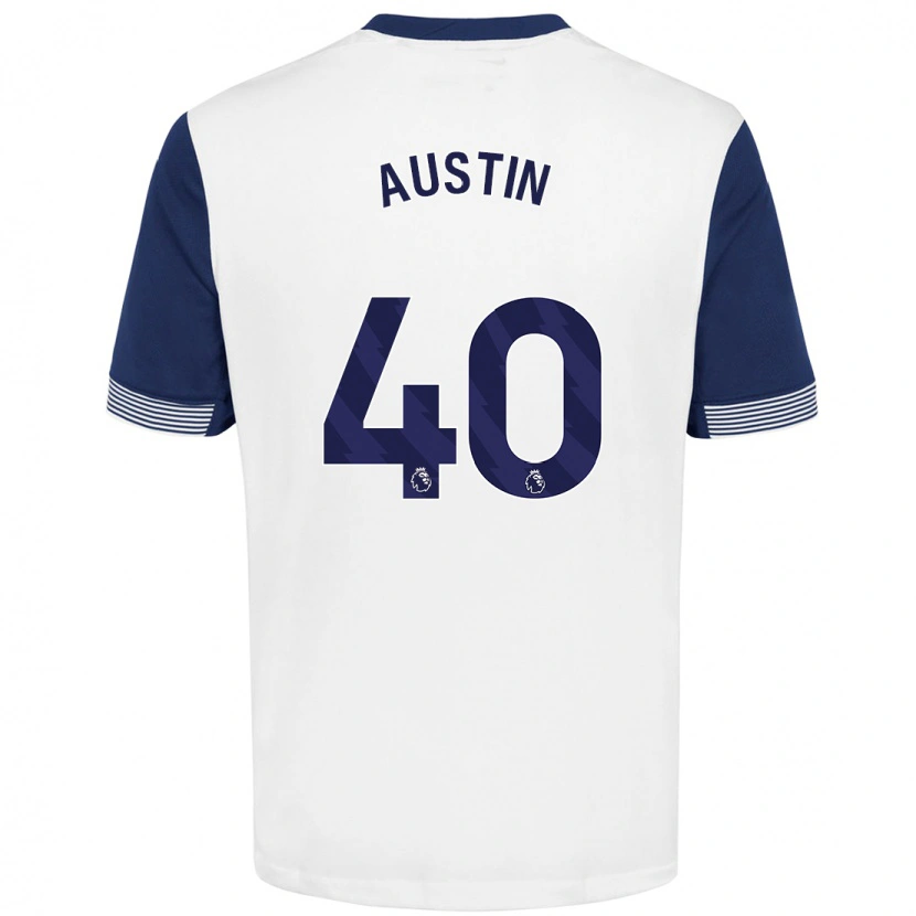 Danxen Niño Camiseta Brandon Austin #40 Blanco Azul 1ª Equipación 2024/25 La Camisa