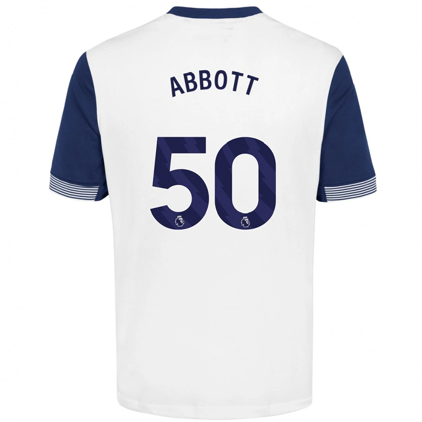 Danxen Niño Camiseta George Abbott #50 Blanco Azul 1ª Equipación 2024/25 La Camisa