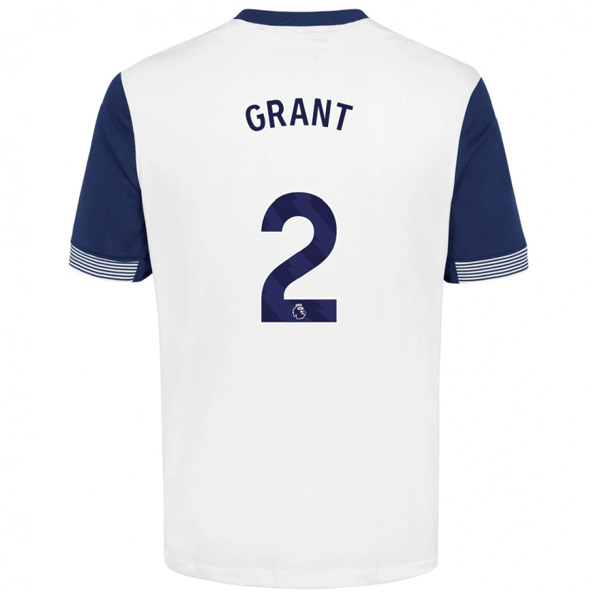 Danxen Niño Camiseta Charlotte Grant #2 Blanco Azul 1ª Equipación 2024/25 La Camisa