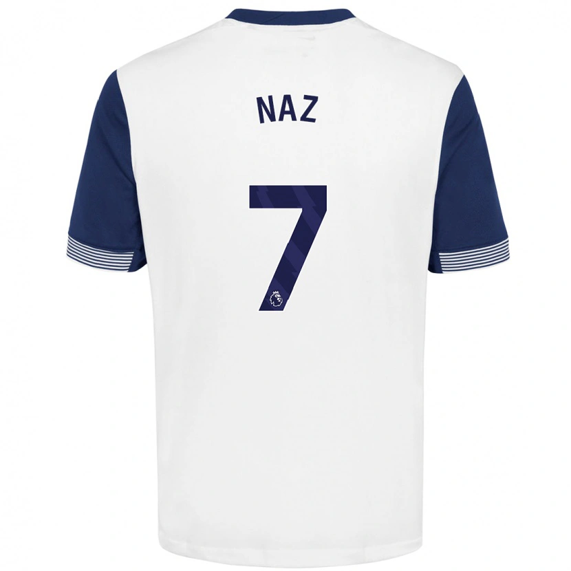 Danxen Niño Camiseta Jessica Naz #7 Blanco Azul 1ª Equipación 2024/25 La Camisa