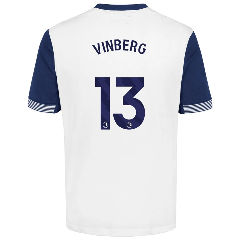 Danxen Niño Camiseta Matilda Vinberg #13 Blanco Azul 1ª Equipación 2024/25 La Camisa