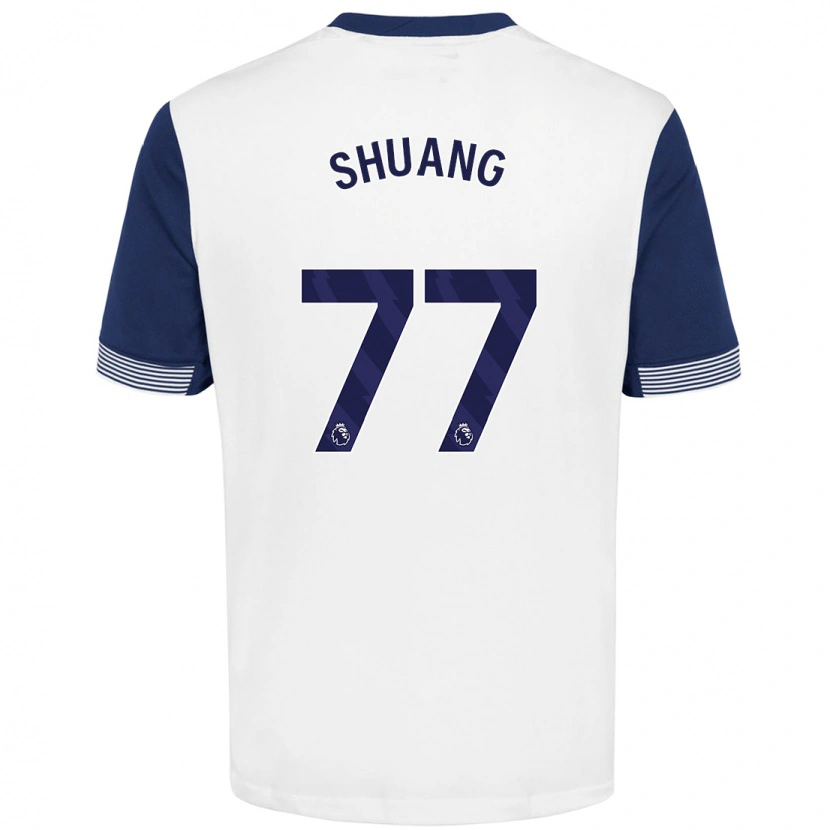 Danxen Niño Camiseta Wang Shuang #77 Blanco Azul 1ª Equipación 2024/25 La Camisa