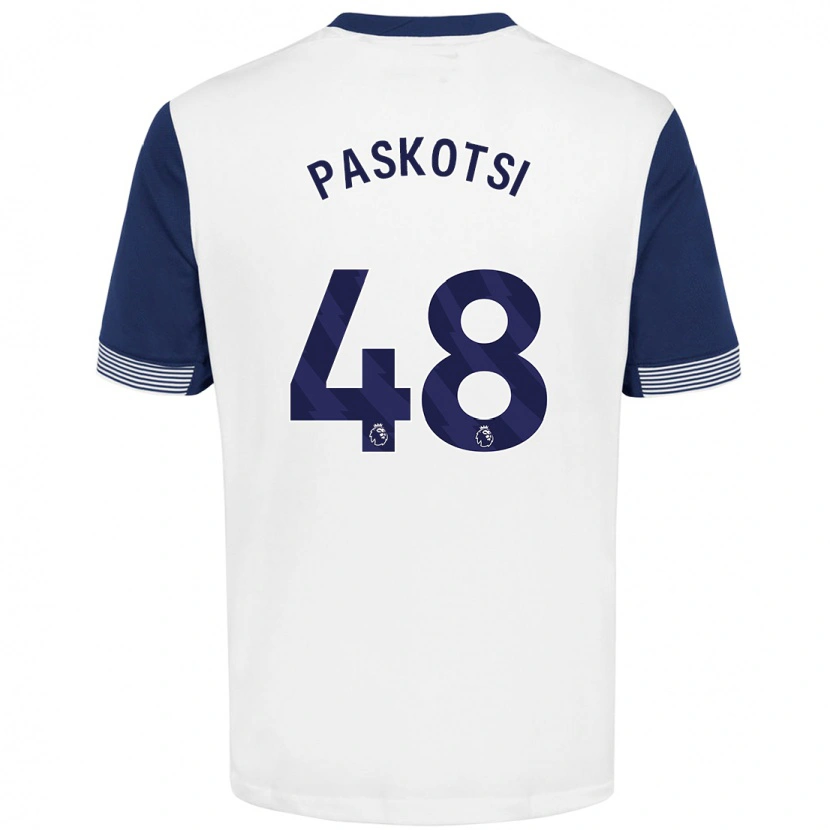 Danxen Niño Camiseta Maksim Paskotsi #48 Blanco Azul 1ª Equipación 2024/25 La Camisa