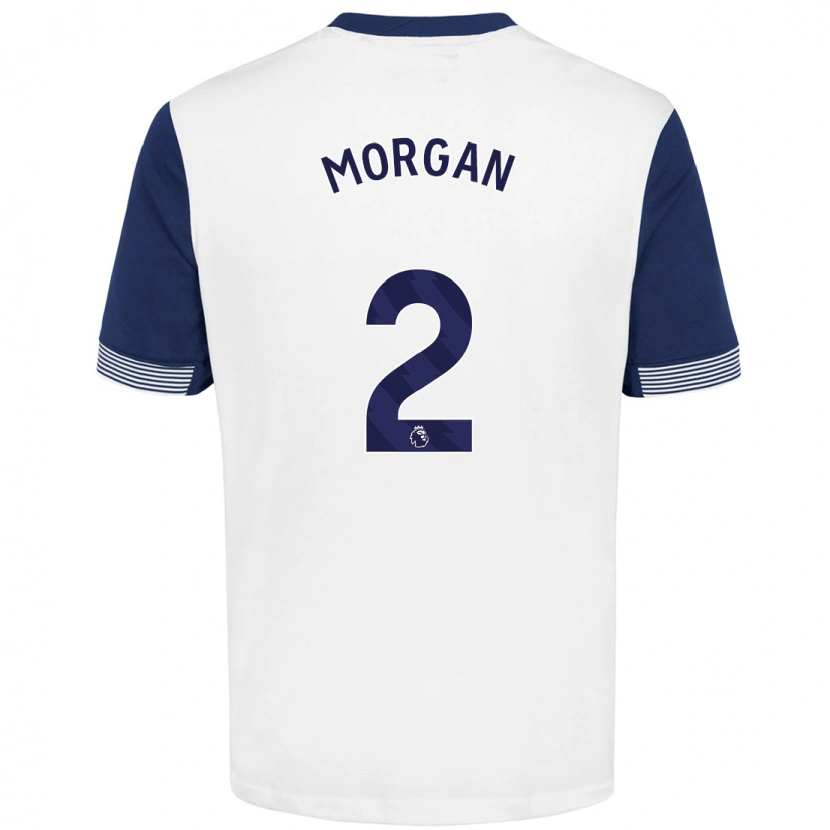 Danxen Niño Camiseta Esther Morgan #2 Blanco Azul 1ª Equipación 2024/25 La Camisa