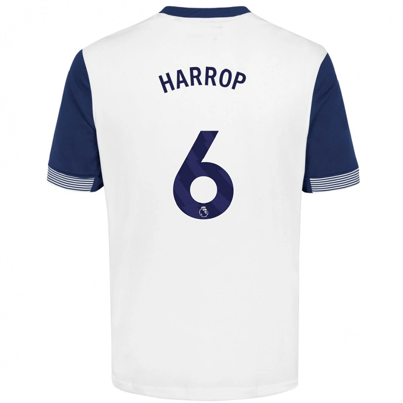 Danxen Niño Camiseta Kerys Harrop #6 Blanco Azul 1ª Equipación 2024/25 La Camisa