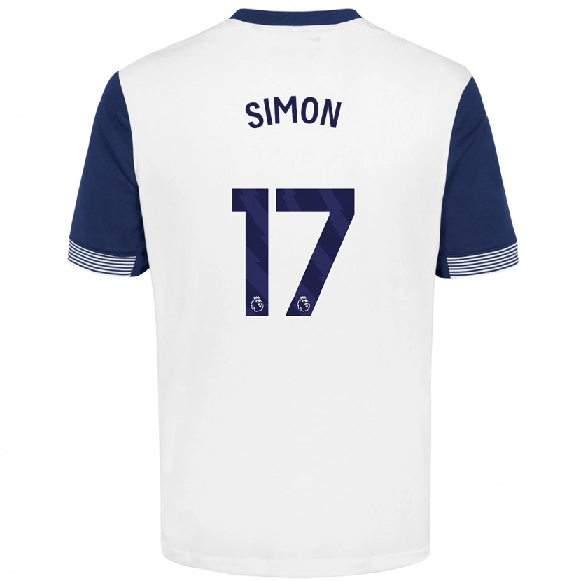 Danxen Niño Camiseta Kyah Simon #17 Blanco Azul 1ª Equipación 2024/25 La Camisa