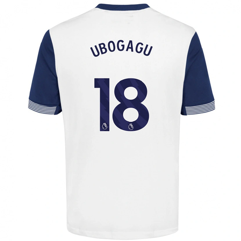 Danxen Niño Camiseta Chioma Ubogagu #18 Blanco Azul 1ª Equipación 2024/25 La Camisa