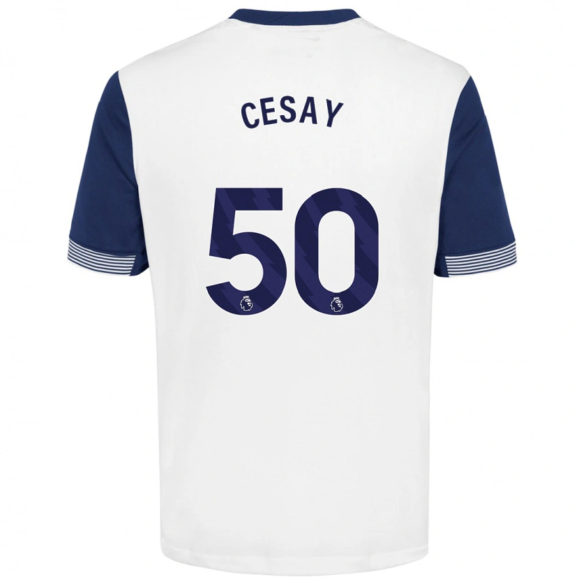 Danxen Niño Camiseta Kallum Cesay #50 Blanco Azul 1ª Equipación 2024/25 La Camisa