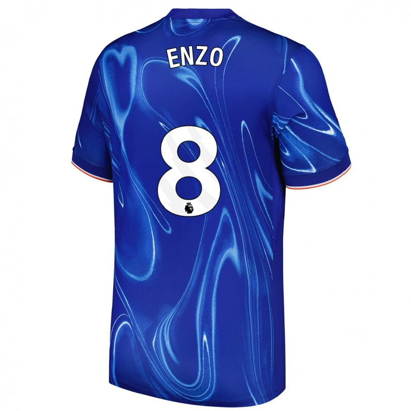 Danxen Niño Camiseta Enzo Fernández #8 Azul Blanco 1ª Equipación 2024/25 La Camisa