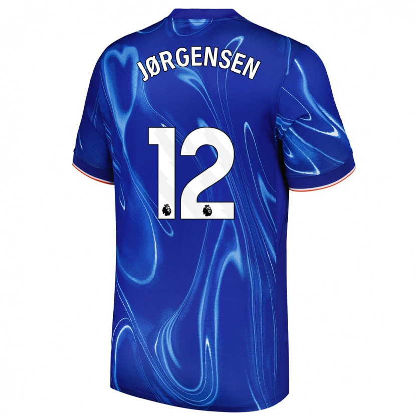 Danxen Niño Camiseta Filip Jørgensen #12 Azul Blanco 1ª Equipación 2024/25 La Camisa