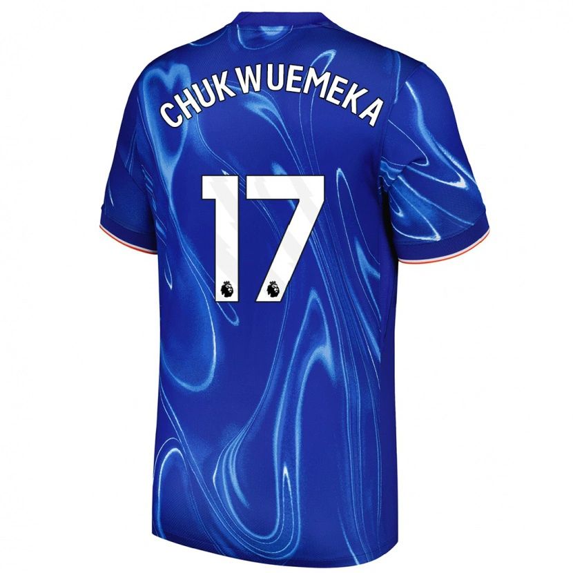 Danxen Niño Camiseta Carney Chukwuemeka #17 Azul Blanco 1ª Equipación 2024/25 La Camisa