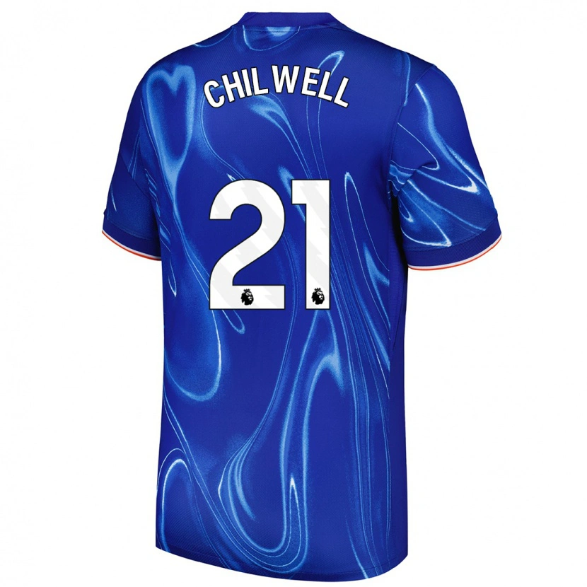 Danxen Niño Camiseta Ben Chilwell #21 Azul Blanco 1ª Equipación 2024/25 La Camisa