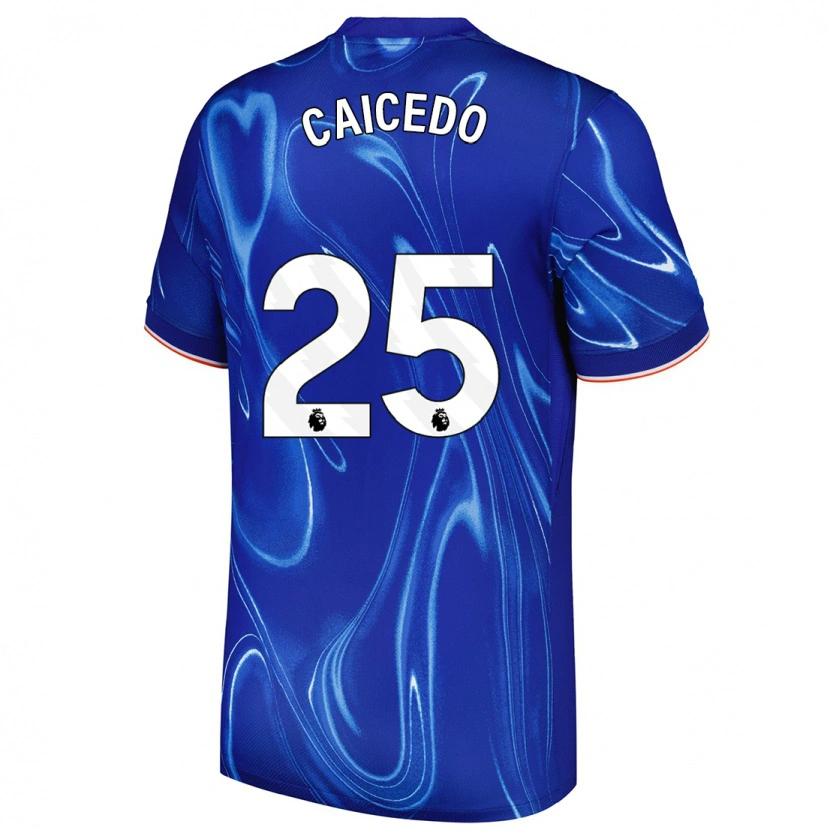 Danxen Niño Camiseta Moisés Caicedo #25 Azul Blanco 1ª Equipación 2024/25 La Camisa