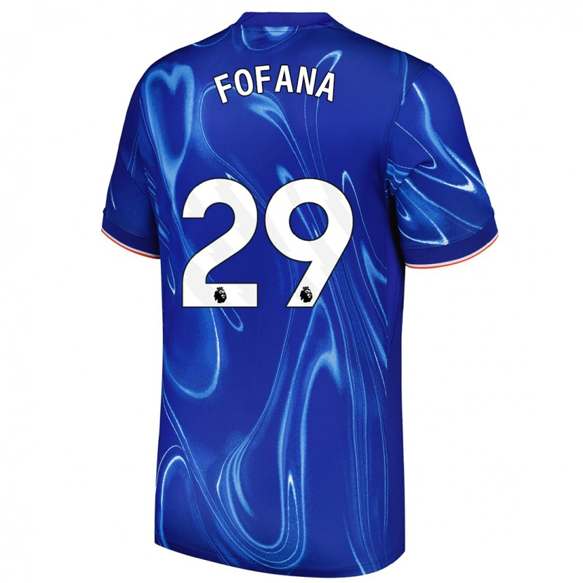 Danxen Niño Camiseta Wesley Fofana #29 Azul Blanco 1ª Equipación 2024/25 La Camisa