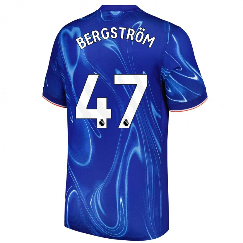 Danxen Niño Camiseta Lucas Bergström #47 Azul Blanco 1ª Equipación 2024/25 La Camisa