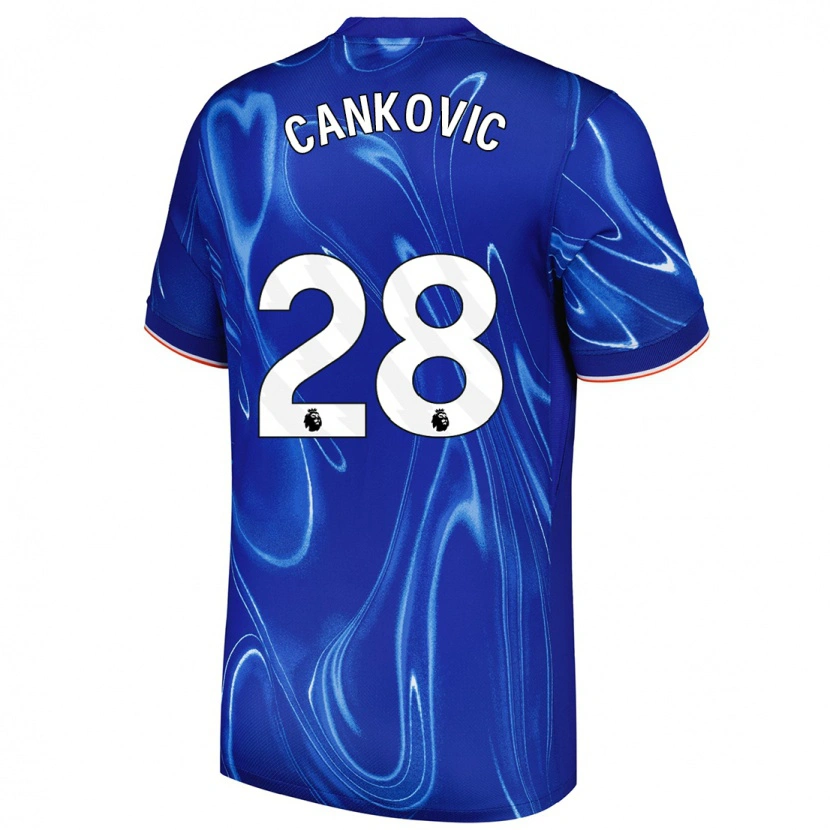 Danxen Niño Camiseta Jelena Čanković #28 Azul Blanco 1ª Equipación 2024/25 La Camisa