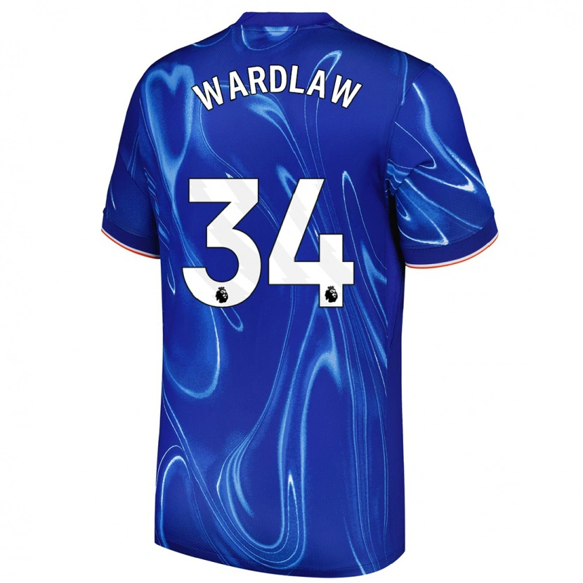 Danxen Niño Camiseta Charlotte Wardlaw #34 Azul Blanco 1ª Equipación 2024/25 La Camisa