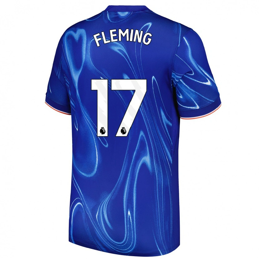 Danxen Niño Camiseta Jessie Fleming #17 Azul Blanco 1ª Equipación 2024/25 La Camisa