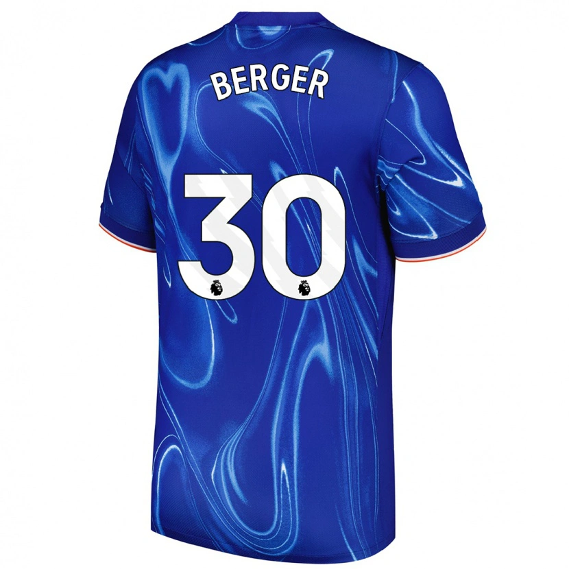 Danxen Niño Camiseta Ann-Katrin Berger #30 Azul Blanco 1ª Equipación 2024/25 La Camisa