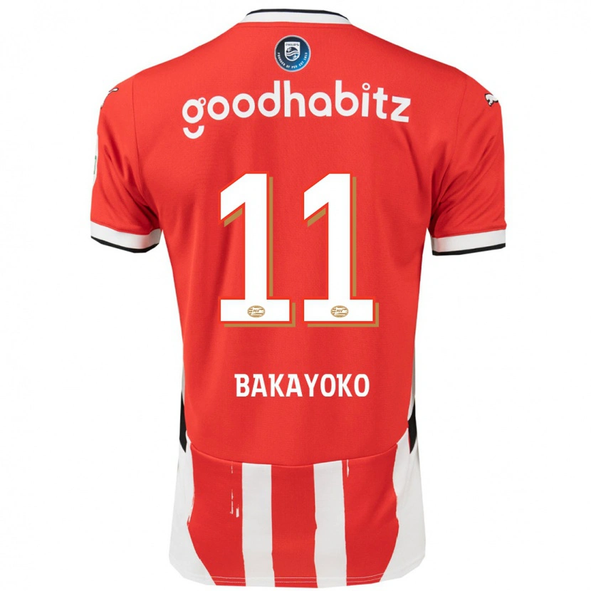 Danxen Niño Camiseta Johan Bakayoko #11 Rojo Blanco 1ª Equipación 2024/25 La Camisa