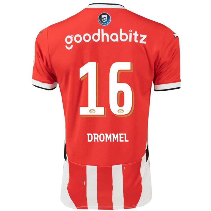 Danxen Niño Camiseta Joël Drommel #16 Rojo Blanco 1ª Equipación 2024/25 La Camisa