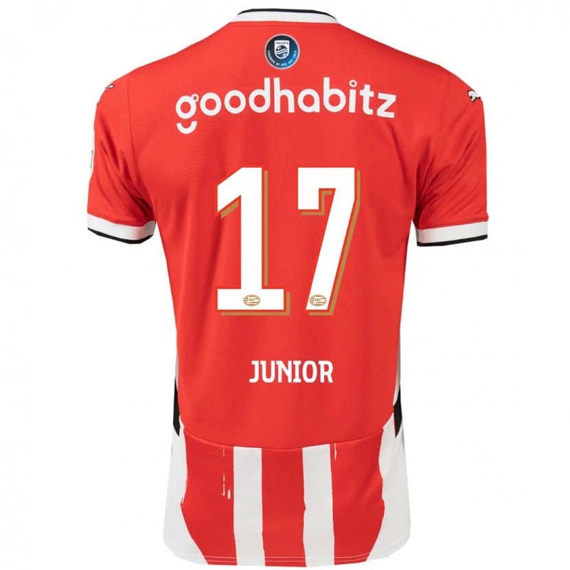 Danxen Niño Camiseta Mauro Júnior #17 Rojo Blanco 1ª Equipación 2024/25 La Camisa