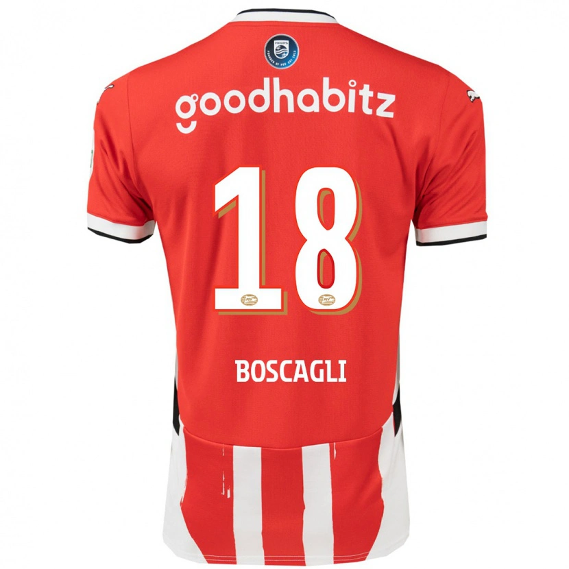 Danxen Niño Camiseta Olivier Boscagli #18 Rojo Blanco 1ª Equipación 2024/25 La Camisa