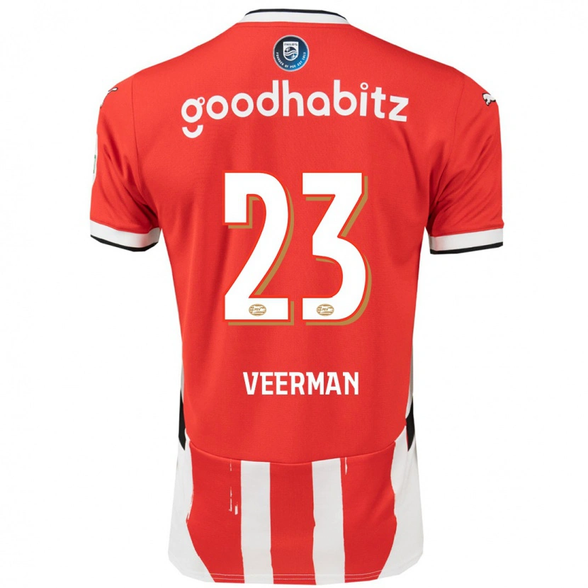 Danxen Niño Camiseta Joey Veerman #23 Rojo Blanco 1ª Equipación 2024/25 La Camisa