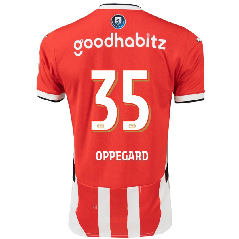 Danxen Niño Camiseta Fredrik Oppegård #35 Rojo Blanco 1ª Equipación 2024/25 La Camisa